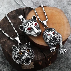 European and American Style Personalized Animal Lion Tiger Domineering Men's Stainless Steel Pendant