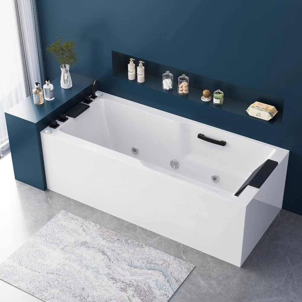 New Freestanding Acrylic Whirlpool Massage Bathtub, Luxury Spa Tub for Home Villa Hotel B&B, Modern Heated Jacuzzi Indoor Use image 4