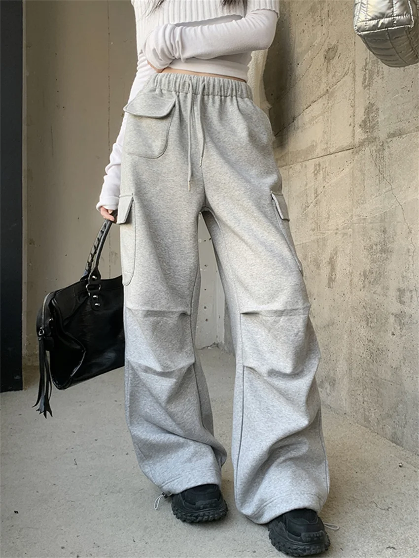 

PLAMTEE Spring OL Women Trousers Chic Loose Daily Streetwear New 2024 Casual Office Lady High Waist Vintage Thicken Warm