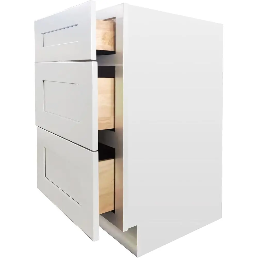 

Solid Wood 3-Drawer RTA Base Cabinet, White, 21W x 24D x 34.5H