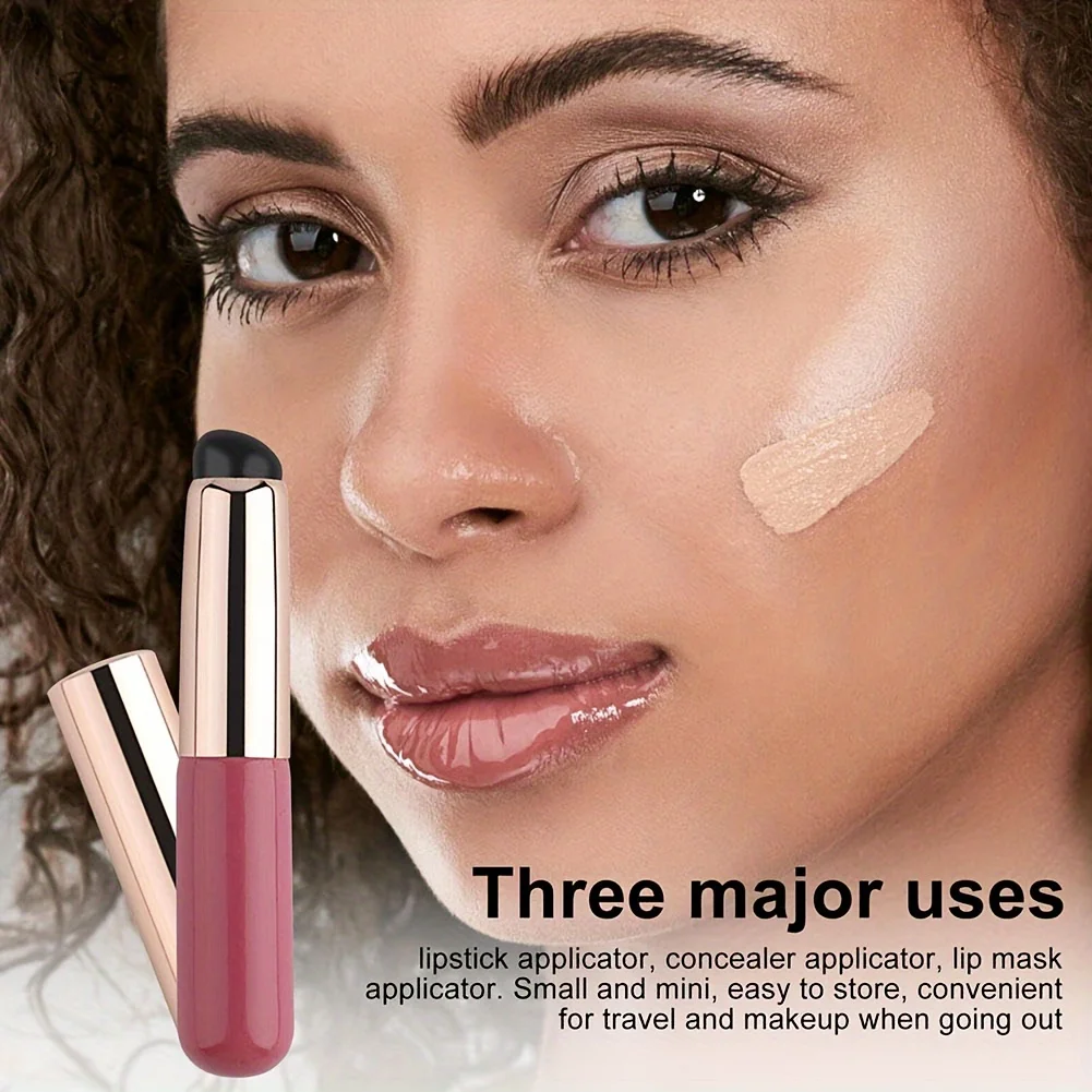 Portable Silicone Lip Brush with Cover - Mini Makeup Applicator, Easy to Apply, Suitable for Lip Balm, Lipstick Auxiliary Tool