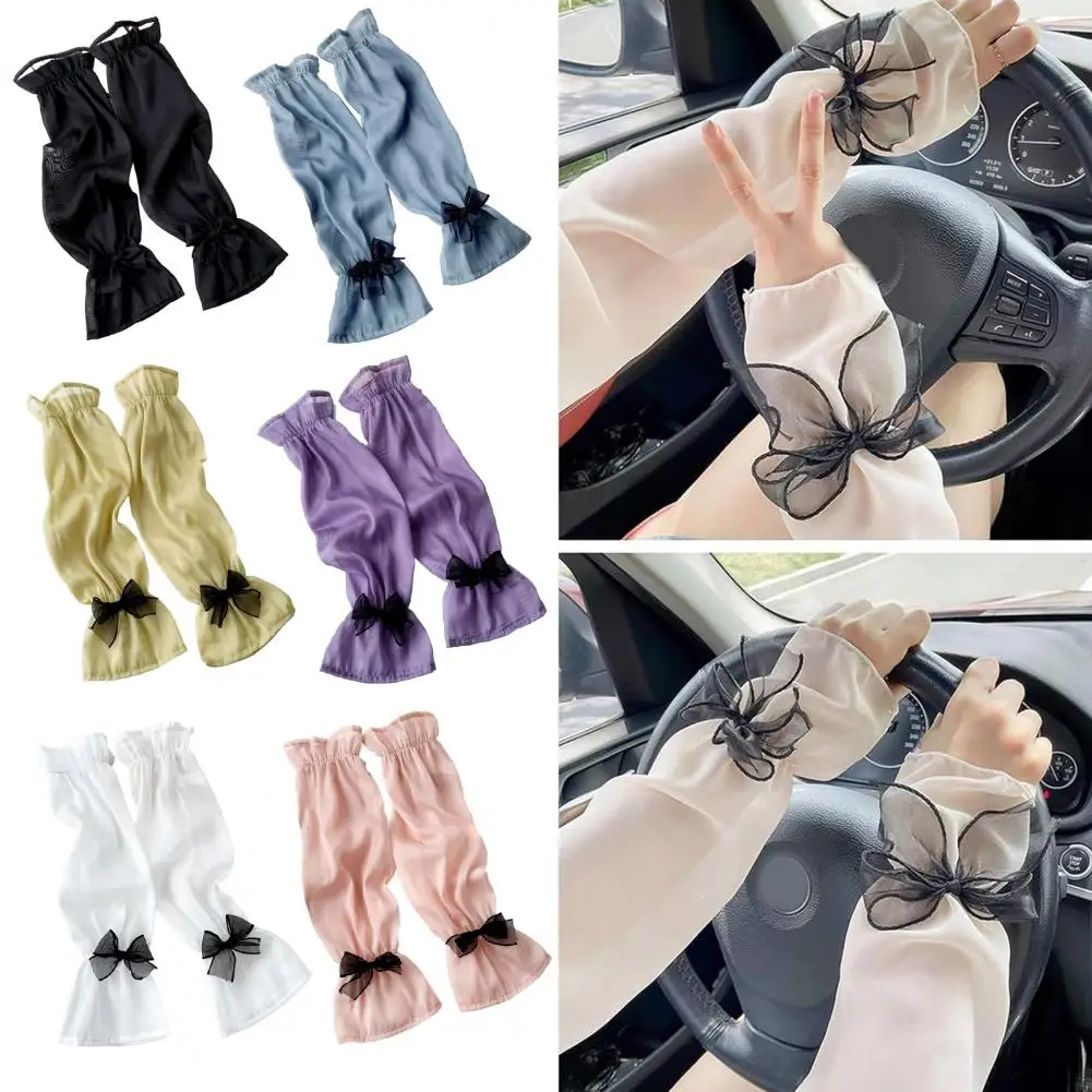 Рукава с защитой от ультрафиолета для женщин, элегантные прозрачные сетчатые кружевные перчатки без пальцев для защиты от ультрафиолета, солнцезащитный крем, дышащие для улицы