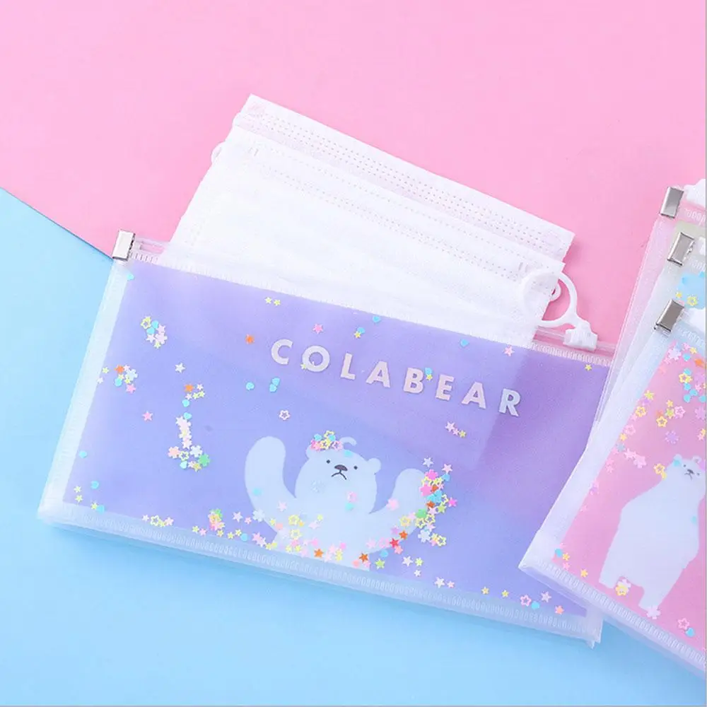 3PCS Mask Storage Bag Portable Face Mask Holder Dustproof Zip Pouch Mask Bags Bills Files Lipstick Pencil Stationery Bags