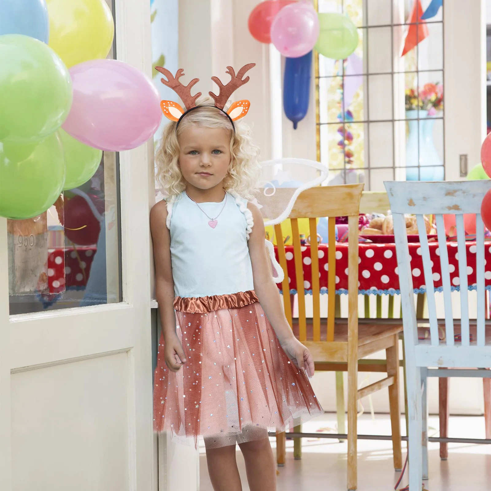 1Set Nette Deer Geweih Stirnband Kleid Schwanz Set Perfekte Party Cosplay Halloween Tier Kostüm Kit Tier Ohren Stirnband