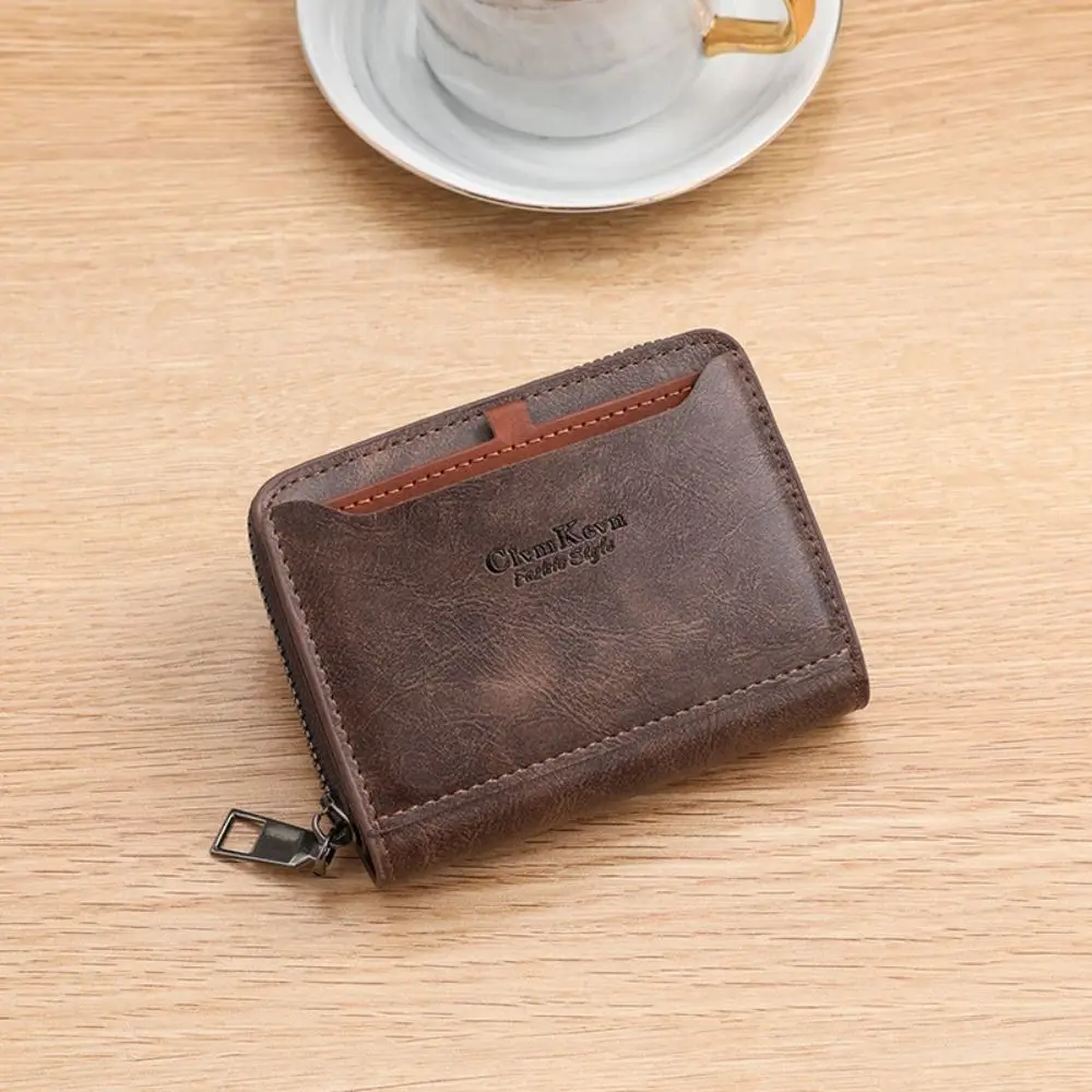

Durable PU Leather Wallet Mini Multiple Slot Card Holder Money Bag Men