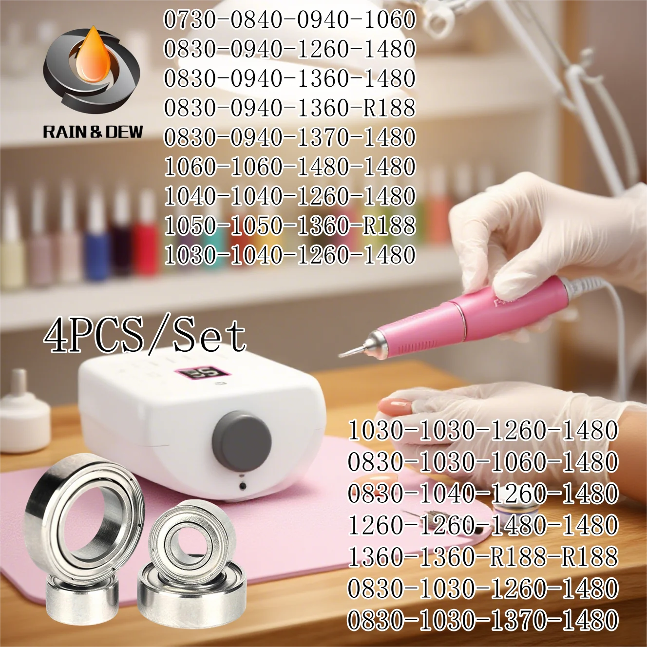 

For STRONG 204 210 High Speed 4Pcs/set Handpieces Bearings 0830 0940 1260 1480 120L Handle Nail Grinding and Jade carving ABEC-9