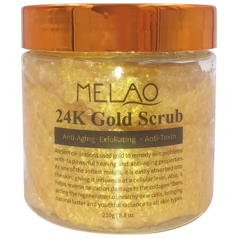 24K Gold Scrub Face and Body Acne Cellulite Exfoliating Smoothing Nourishing Moisturizing Whitening Pore Cleansing Skin Care