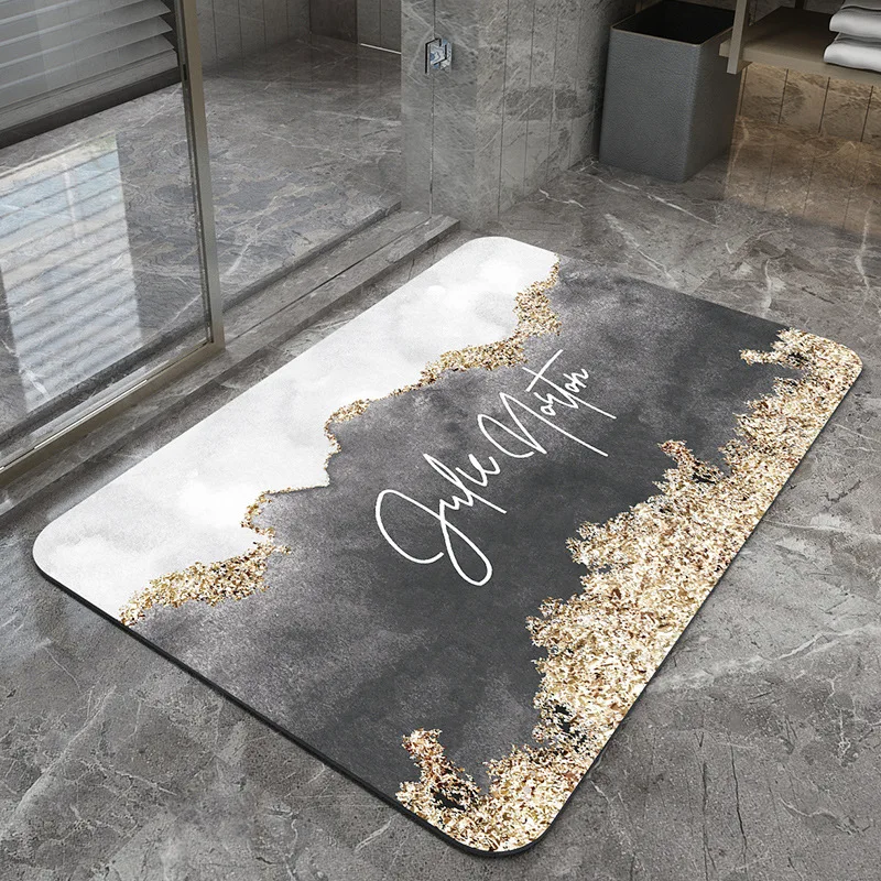 Super Absorbent Bathroom Mat Quick Drying Bath Rug Non-slip Entrance Doormat Toilet Home Decor Floor Mats