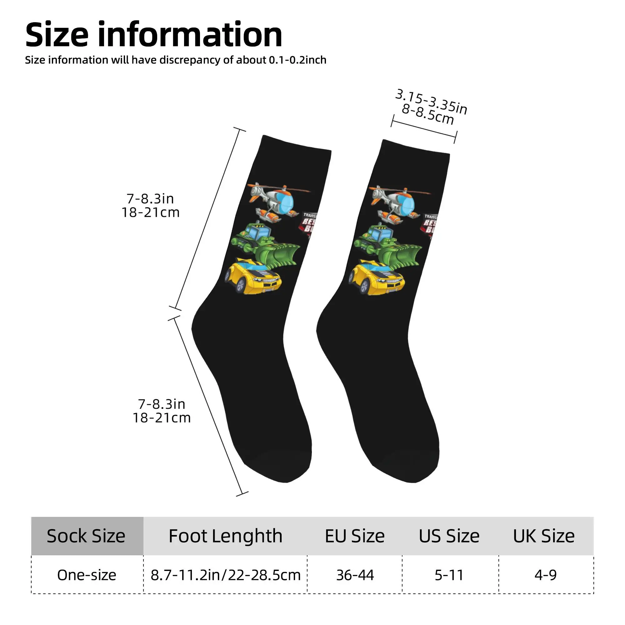 Transformers resgate bots veículos meias harajuku meias absorventes de suor durante toda a temporada meias longas acessórios presentes de natal