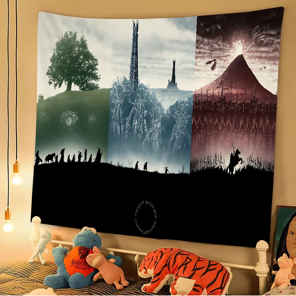 لعبة L-Lord Of The R-Rings مطبوعة قماش مزخرف جداري كبير رخيصة الهبي الجدار الشنق البوهيمي جدار المفروشات ماندالا ديكور المنزل