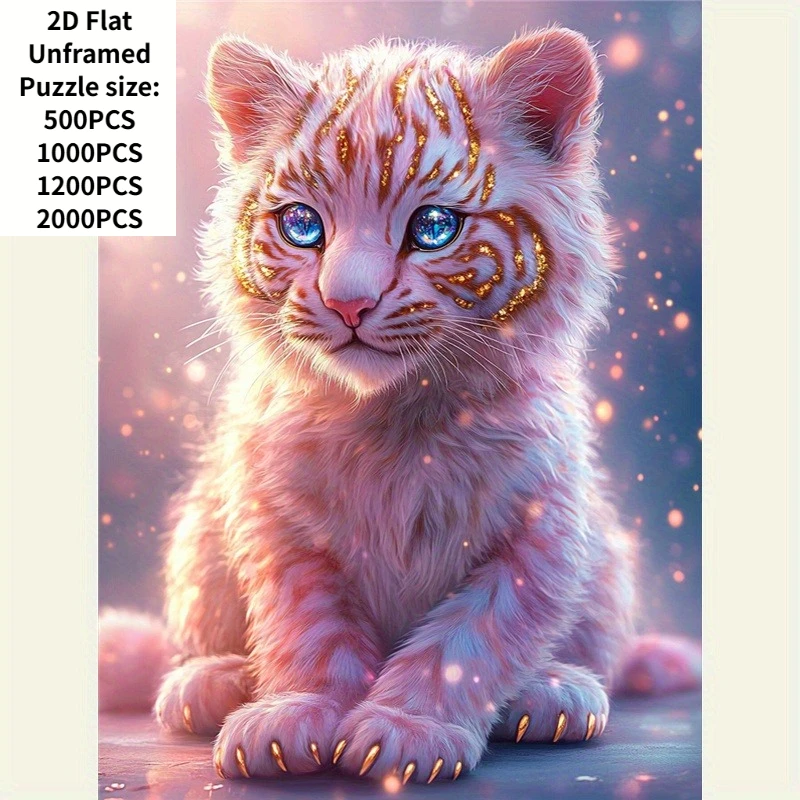 

75*50cm 1000 Pieces Jigsaw Puzzle Golden Striped Pink Little Tiger Stress Reducing Toys Holiday gift Perfect for DIY Creative