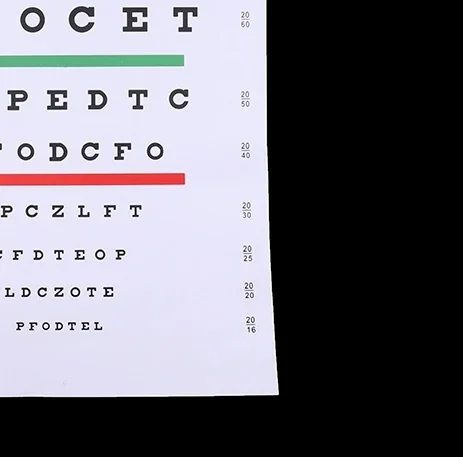 Grafico oculare Snellen in PVC 20 piedi Grafici per test oculari a bassa visione per la scuola materna Strumento per l'esame oculare 22 x 10,8 pollici con punto stick Occluder