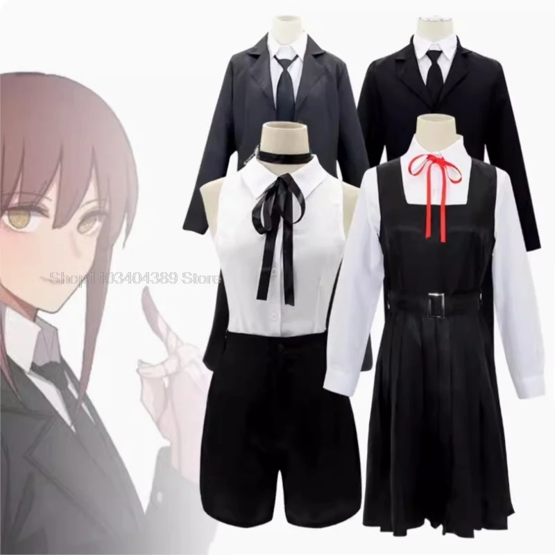 Makima Anime Cosplay Costume para Homem e Mulher, Uniforme, Peruca, Trincheira, Camisa, Gravata, Calças, Fatos, Halloween, Homem Motosserra