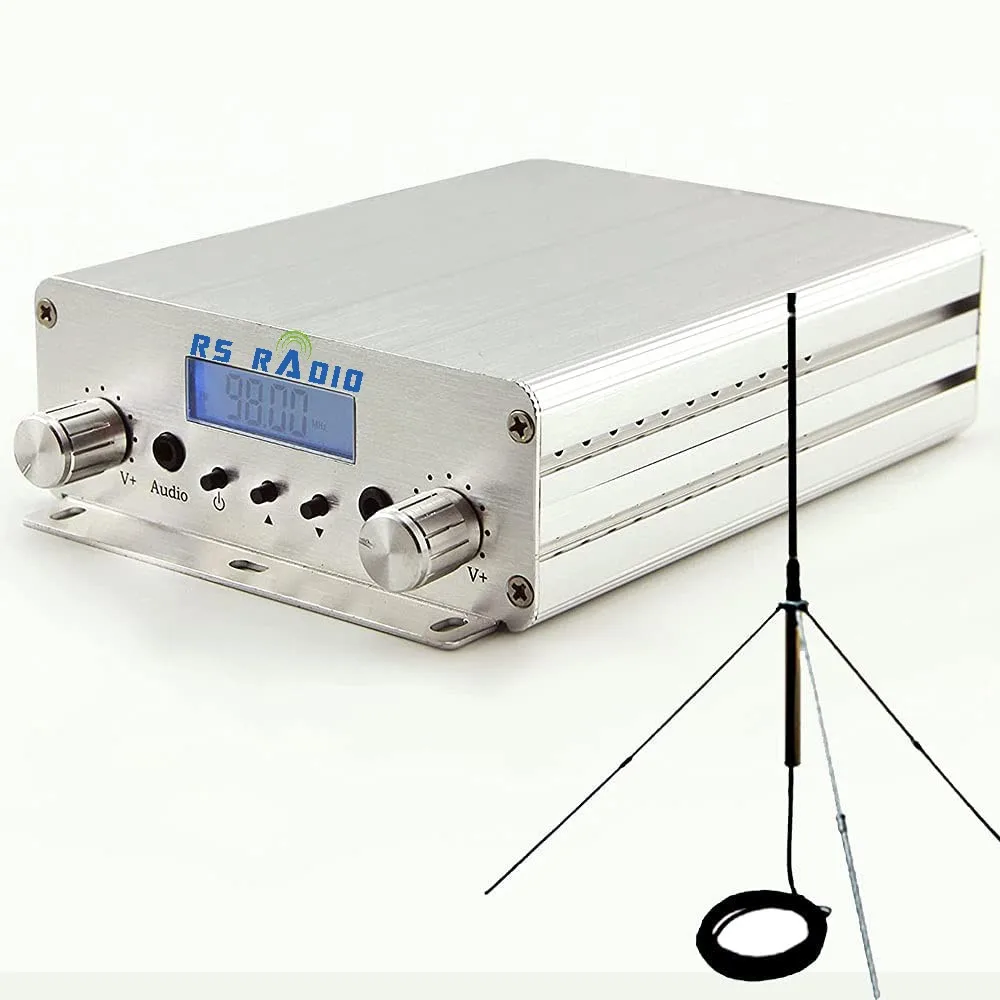 

RS RADIO 15W fm Transmitter Long Range FM Exciter 88Mhz - 108Mhz + GP 1/4 Wave Antenna + PowerSource