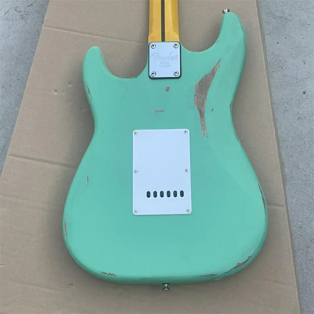 Wholesale Green Vintage Style Electric Guitar with Maple Fingerboard,White Pickguard,offering customized services