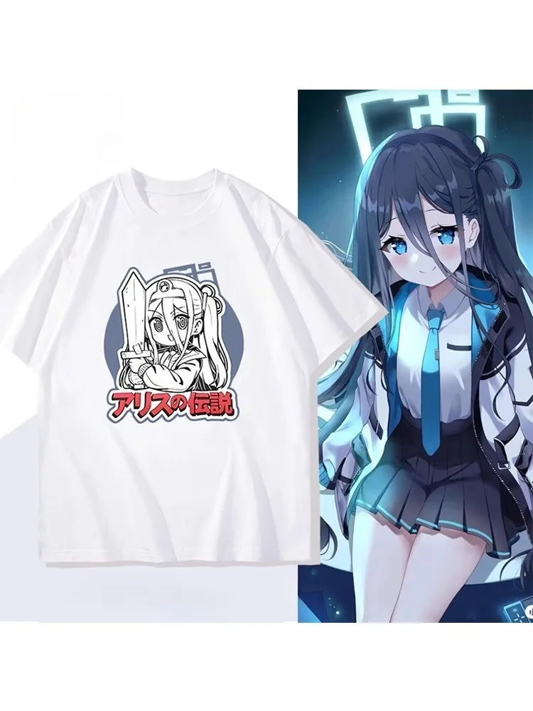 Blue Anime Archive Arisu Game Round-neck Top Men Women Clothing Unisex Graphic T-Shirts Anime Clothes