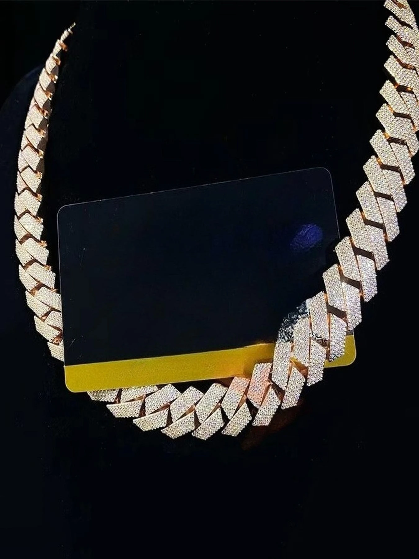 20Mm Miami Ice Crystal Inlaid Cuban Chain Necklace, Custom Name Lock,Buckle Ring Ice Diamond, Hip Hop Jewelry,Gift Box Packaging