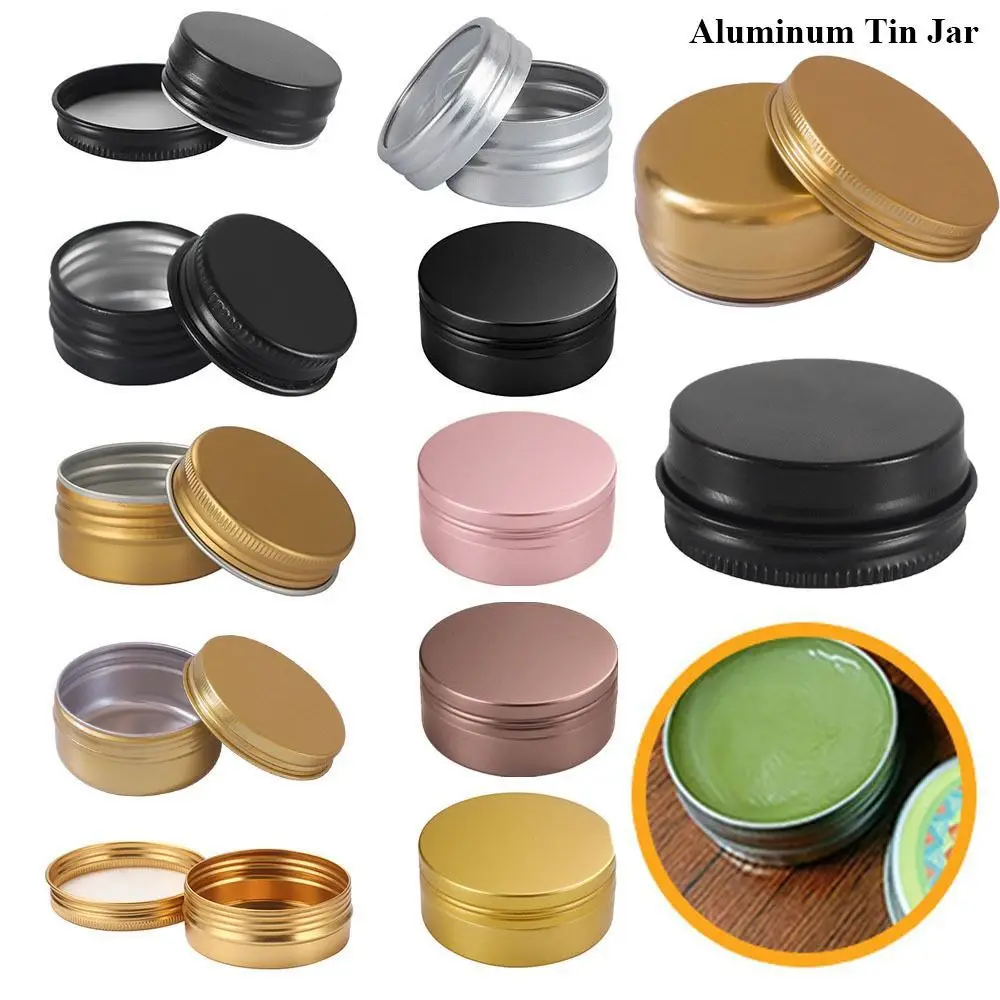 1Pcs Mini Round Aluminum Tin Jar for Cream Balm Nail Candle Cosmetic Container Refillable Bottles Tea Cans Metal Box Candle Jars