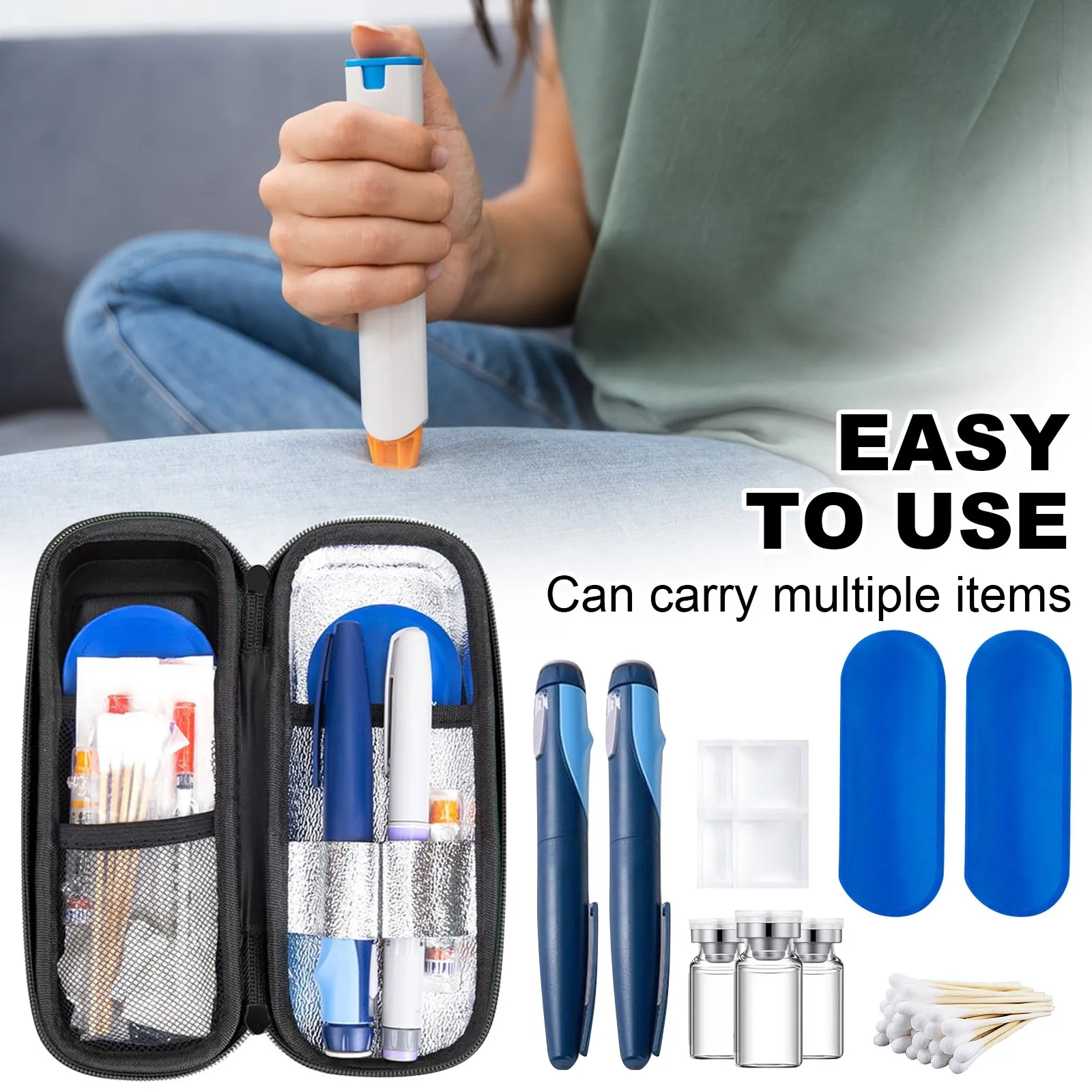 قابلة لإعادة الاستخدام الأنسولين برودة حقيبة سفر الأنسولين الطب المنظم حقيبة مع ميزان الحرارة مقاوم للماء الأنسولين حقيبة باردة لمرضى السكري