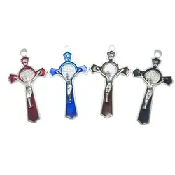 50pcs/pack one hole colored alloy rosary cross Italy cross,saint Benedict cross,crucifix  special offer