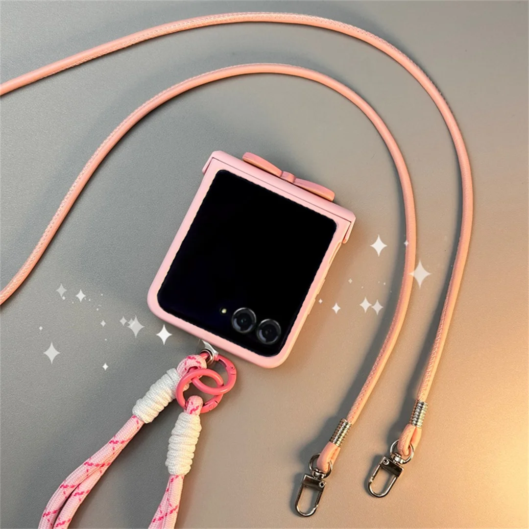 بلون لطيف الوردي القوس الكورية الجلود حبل جراب هاتف لموتورولا رازر 60 الترا Razr2025 رازر 50 الترا ل Flip7 Flip6 5 غطاء #6