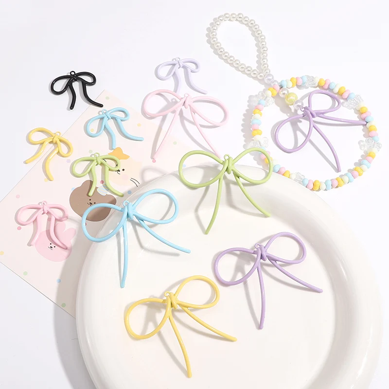 

1PC Alloy Candy-Colored Baked Paint Bow Pendant For Jewelry Making DIY Crafts Keychain Bracelet Pendant Accessory Component