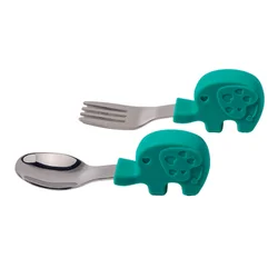 Bebê gadgets conjunto de utensílios de mesa crianças utensílio de aço inoxidável da criança louça talheres desenhos animados alimentos infantis alimentação colher garfo