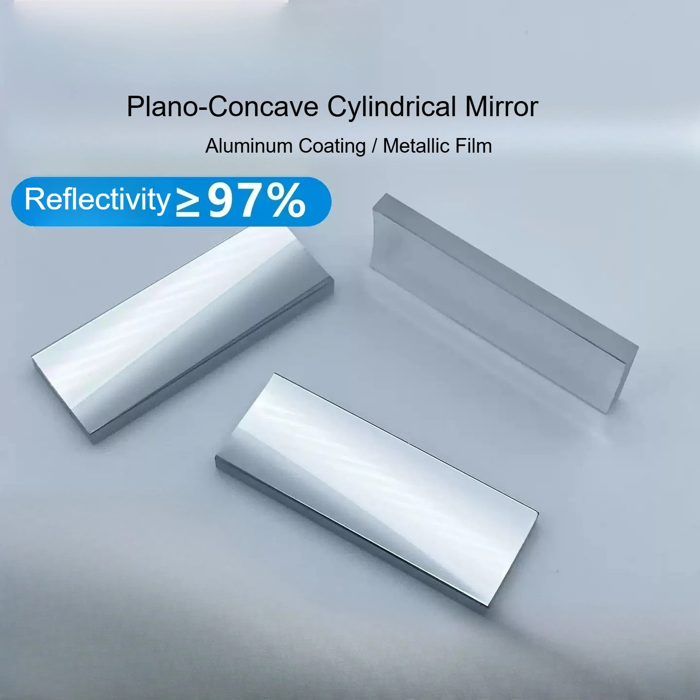 H-K9L Plano Concave Cylindrical Mirror Aluminum Coating Metal Film Reflective Mirror  Focal Length 13mm Reflectivity ≥97%