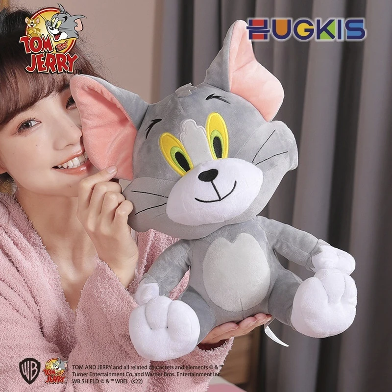 13-30cm genuíno tom e jerry brinquedo de pelúcia clássico cinza tom gato jerry mouse anime boneca periférica macio e confortável presentes de aniversário