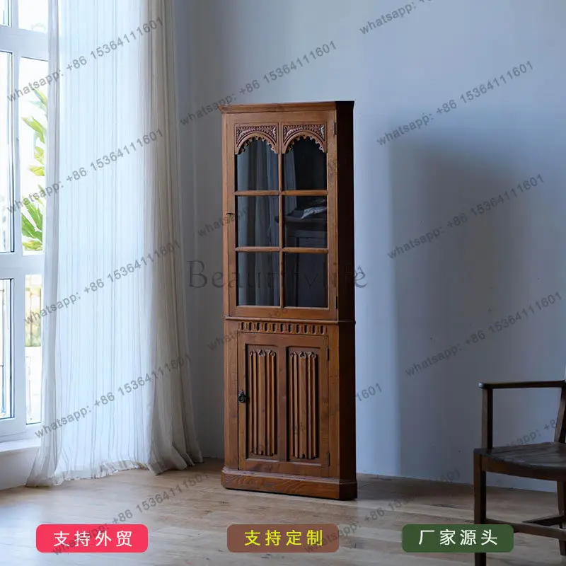 

Solid wood living room retro triangular cabinet French corner cabinet antique furniture