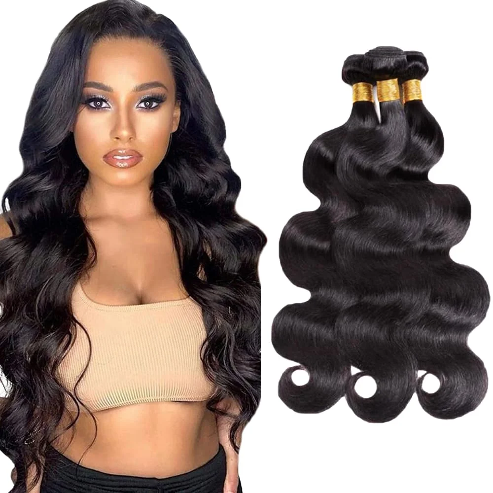

12A Brazilian Body Wave Bundles 100% Real Raw Virgin Bundles Body Wave 3 Bundles with 4*4 Lace Closure Human Hair Extension