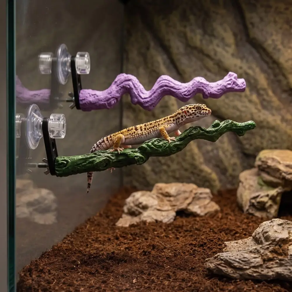 Rough-Surfaced Paw Grinding Stick Suction Cup/Screw Fixation Wear-resistant Reptile Climbing Branch Non-slip Twisted Vine Design