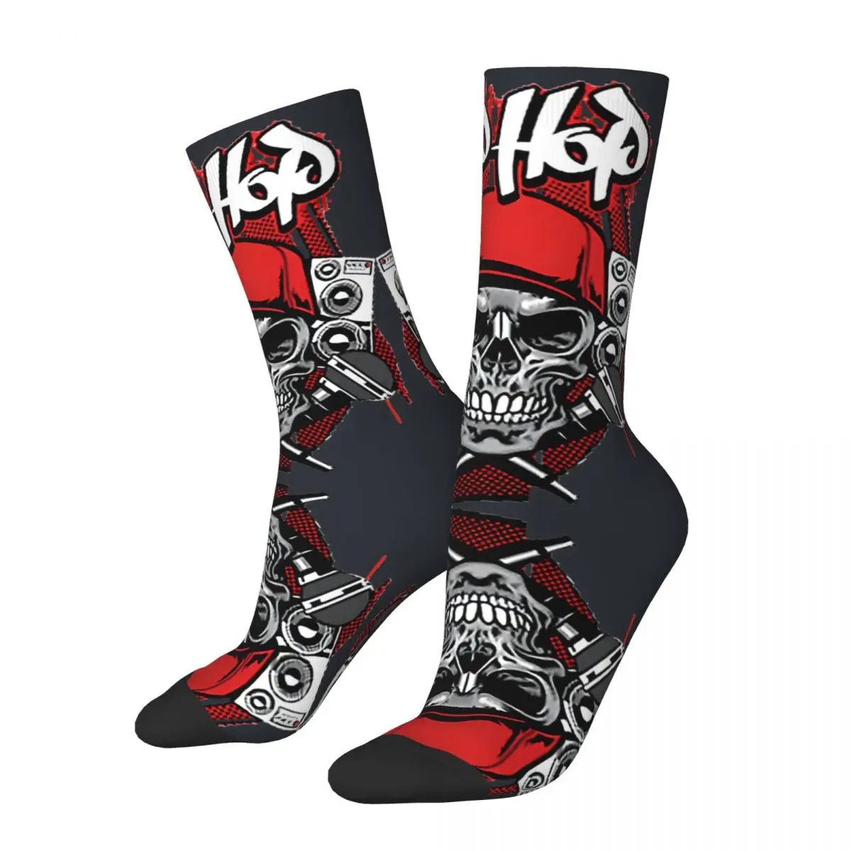 official-website Racerback Tank Sock for Men Harajuku hip hop Skull Happy Quality Pattern Printed Boys Crew Sock tops fugees