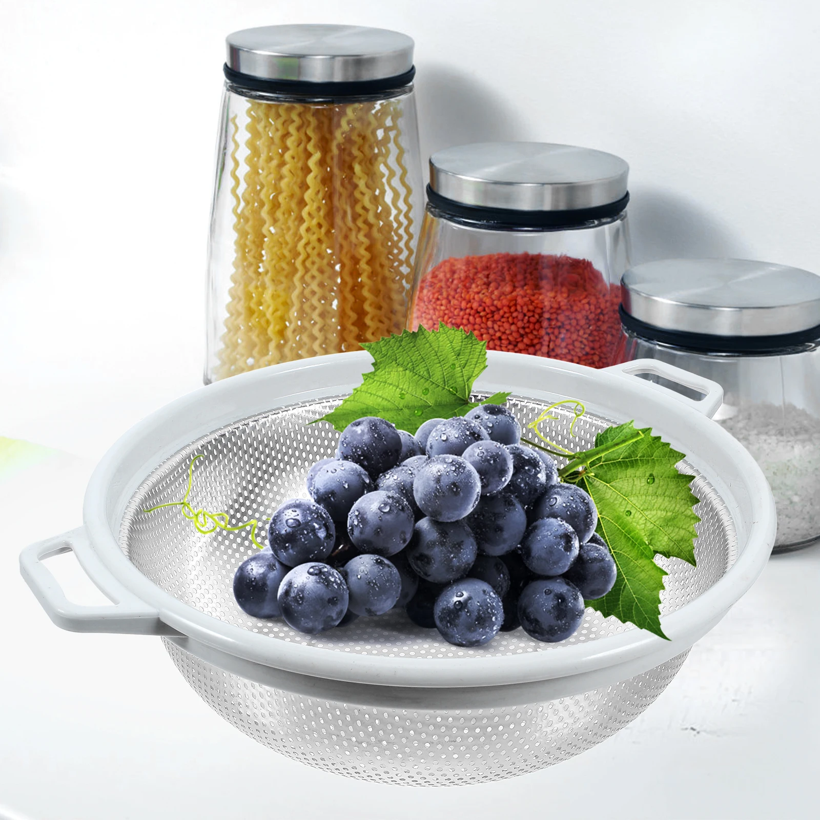 

Stainless Steel Mesh Colander Multi Purpose Washing Basket Fine Drain Strainer Kitchen Fruit Vegetable Drainage Sieve Rice Bean