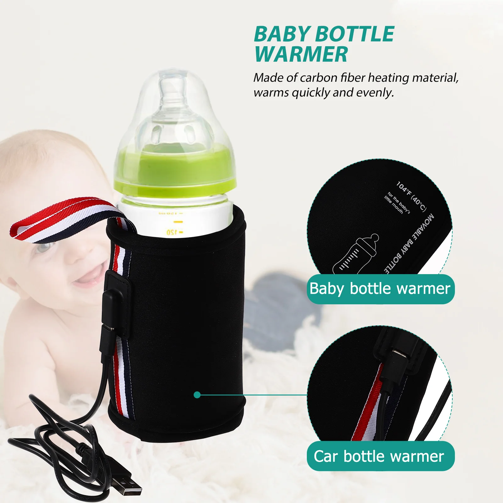 

Car Baby Bottle Warmer 12V Mini Linear Heater Portable Travel Bottle Warmer Heater for Milk Coffee Juice Temperature Control