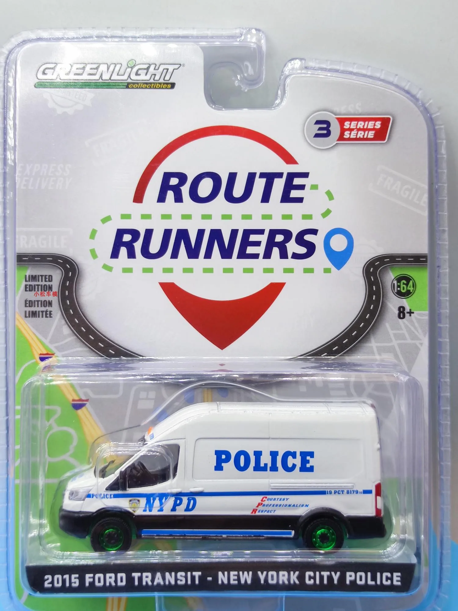 GreenLight 1:64 2015 Ford Transit фургон - NYPD Департамент полиции Нью-Йорка Green Machine Edition