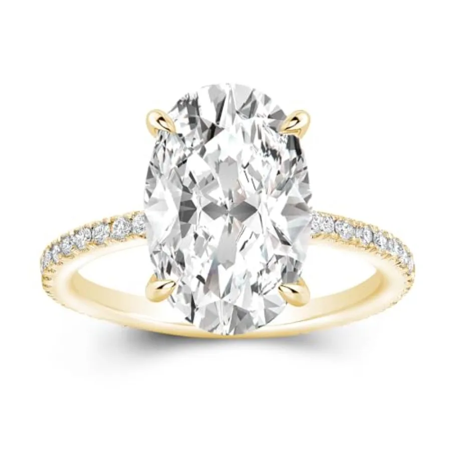 

3.5ct Elongated Oval Cut Moissanite Engagement Ring for Women, Genuine D Color VVS1 Clarity, 925 Sterling Solitaire Promise Rin