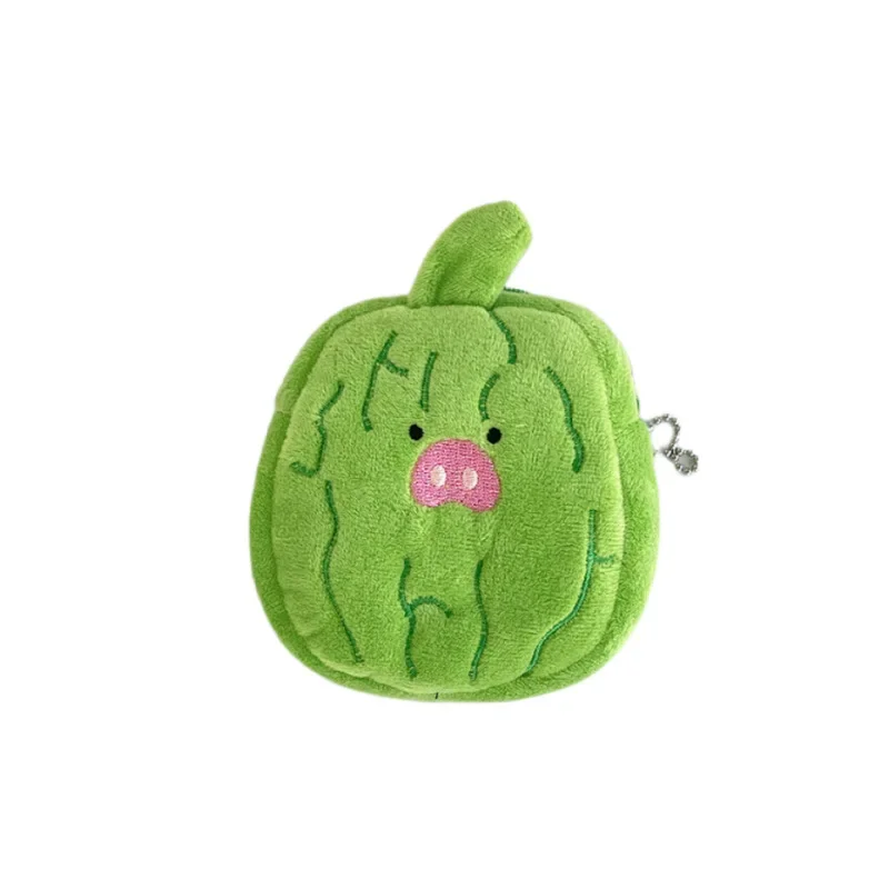 Portafoglio in peluche carino da 10 cm Cartoon Melone amaro Portamonete in peluche per bambini Cuffie per ragazza Borsa per rossetto Regalo per bambini