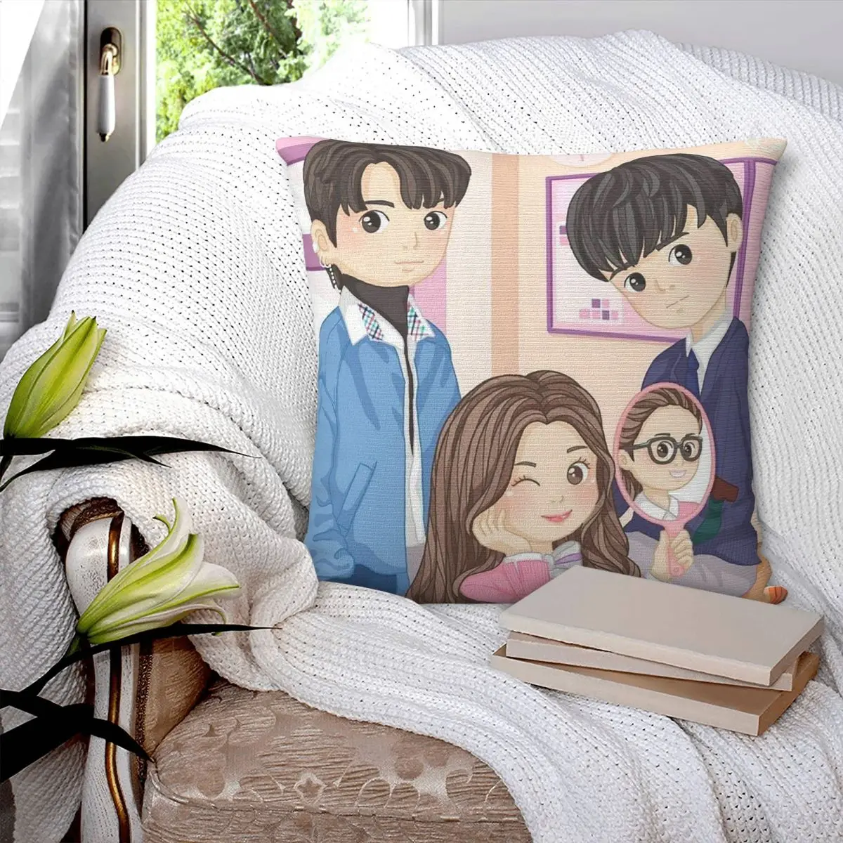 True Beauty Tv Drama Hwang In Youp Cha Eun Woo Square Pillowcase Cushion Cover Pillow Case Throw Pillow Cover for Home Bedroom