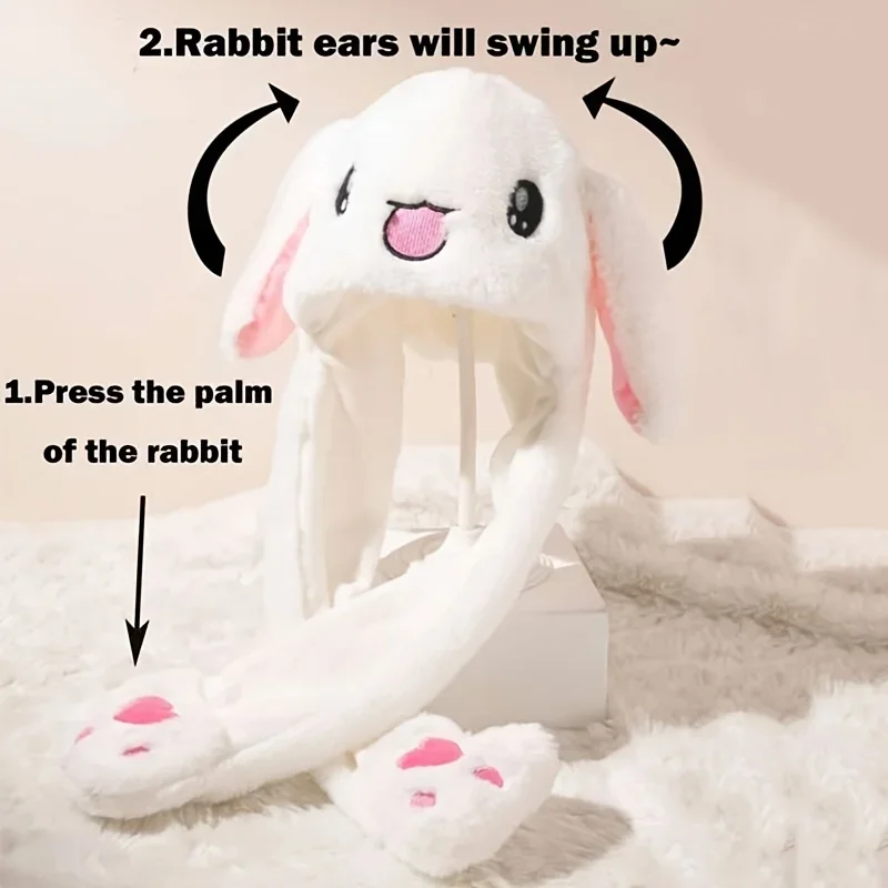 1 قطعة قبعة دافئة كرتونية متحركة ، قبعة بلوفر قطيفة ناعمة ولطيفة ، وشاح متكامل ، قبعة صوفية ، قبعة قطيفة ، آذان متوهجة