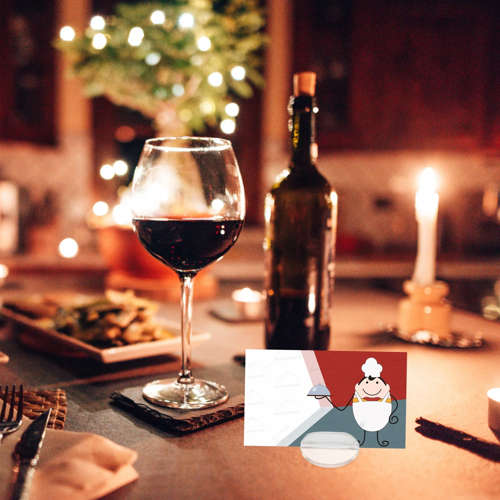 

Round Clear Mini Display Stand 50 Pcs Place Card Holders for Table Numbers Name Tags Business Cards Holder Organizer