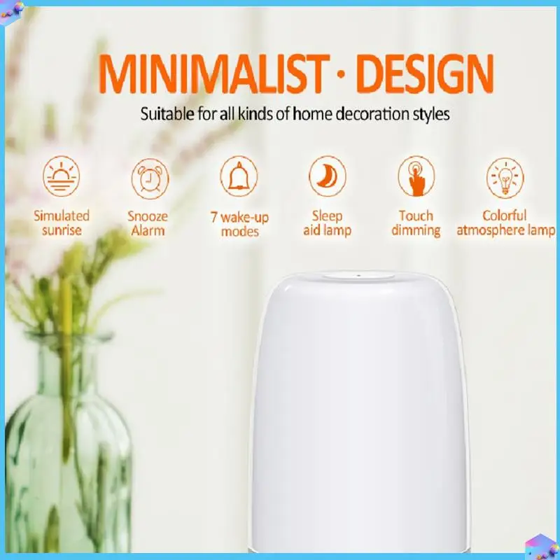 

A43T Touch Wake Up Night Light With Sunrise Simulation Alarm Clock 2 Ways Dimmable Warm White Fit For Kid Bedrooms