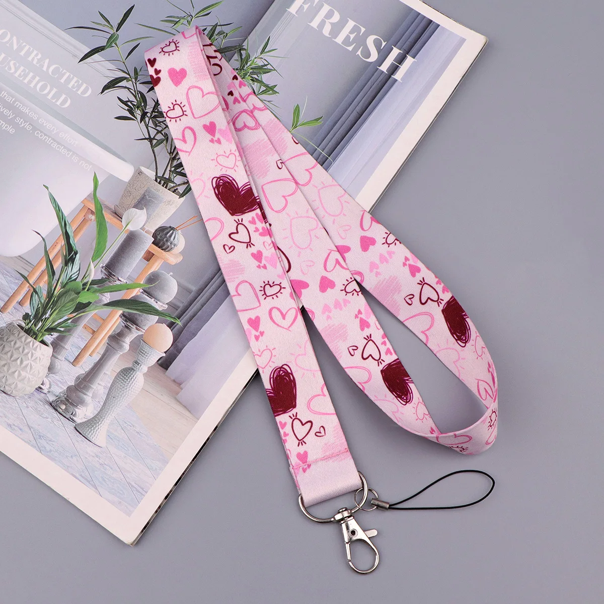 Schattig roze hart strik bloem - Neck Hanging Phone Holder recensie en prijs