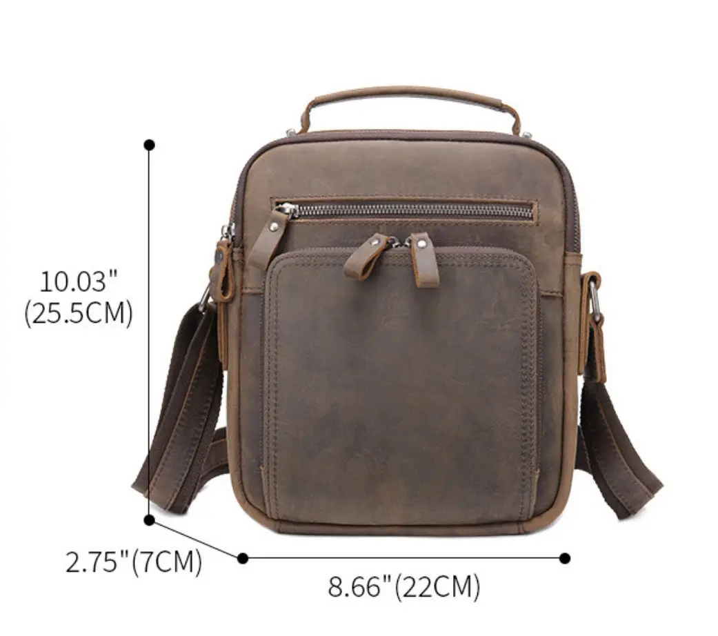 2027 New Luxury Men's Handbags Cow Genuine Leather Male Shoulder Bag Vintage Real Natural Leather Crossbody Bag Messenger Bags