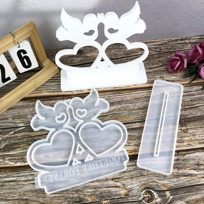 

Silicone Resin Craft Moulds Heart Bird Resin Photo Frames Moulds Silicone Molds Present for Crafting Enthusiasts Y08E