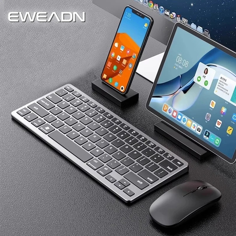 

EWEADN K936 Wireless BT keyboard and mouse set, laptop office typing charging silent, Metal Panel Simplicity Easy to carry