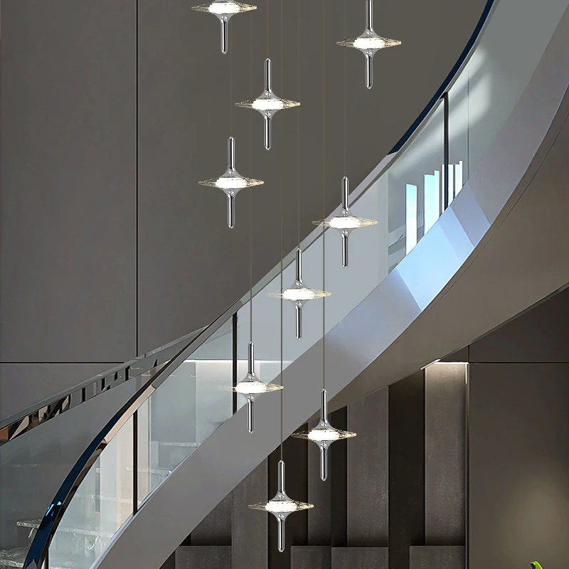 Modern Stair Chandelier Pendant Lights Indoor Lighting Ceiling Lamp Hanging Light Led Chandeliers for Living Room Indoor Lightin