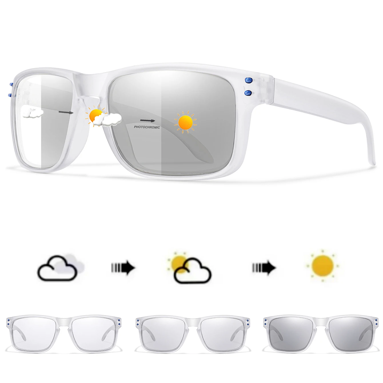 Simple Fashion Photochromic Cycling Sunglasses Men Women Outdoor Sport Mtb Bicycle Eyewear Square Windproof Classic Goggles
