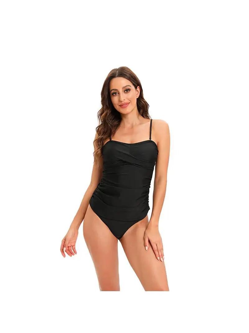 

Цветной цельный купальник-бикини для женщин, облегающий, со встроенными чашечками, из полиэстера, для плавания