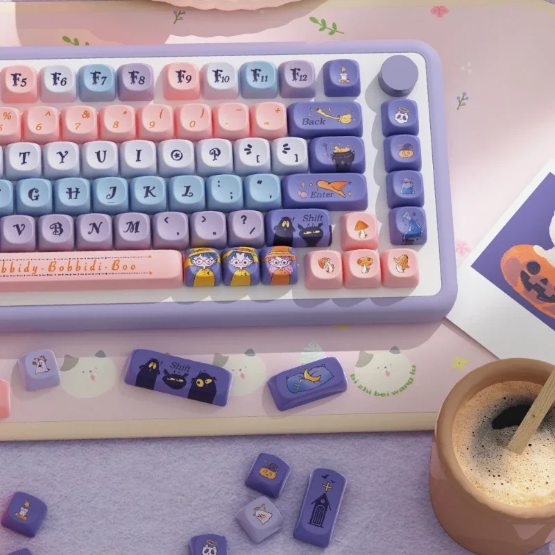 Cute Keycaps Witch Apprentice PBT Key Caps Mechanical Keyboard Caps Personalized Artisan Keycap Accessories Gifts Korean Keycaps